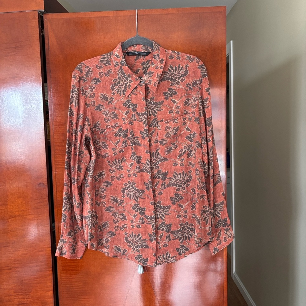 Peruvian Connection Floral Pattern Button Down Sh… - image 1